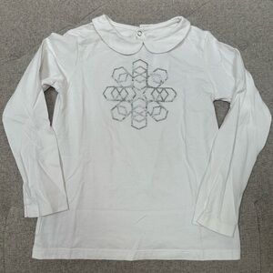 EUC JACADI SILVER SNOWFLAKE TSHIRT GIRLS size 8 Christmas tee